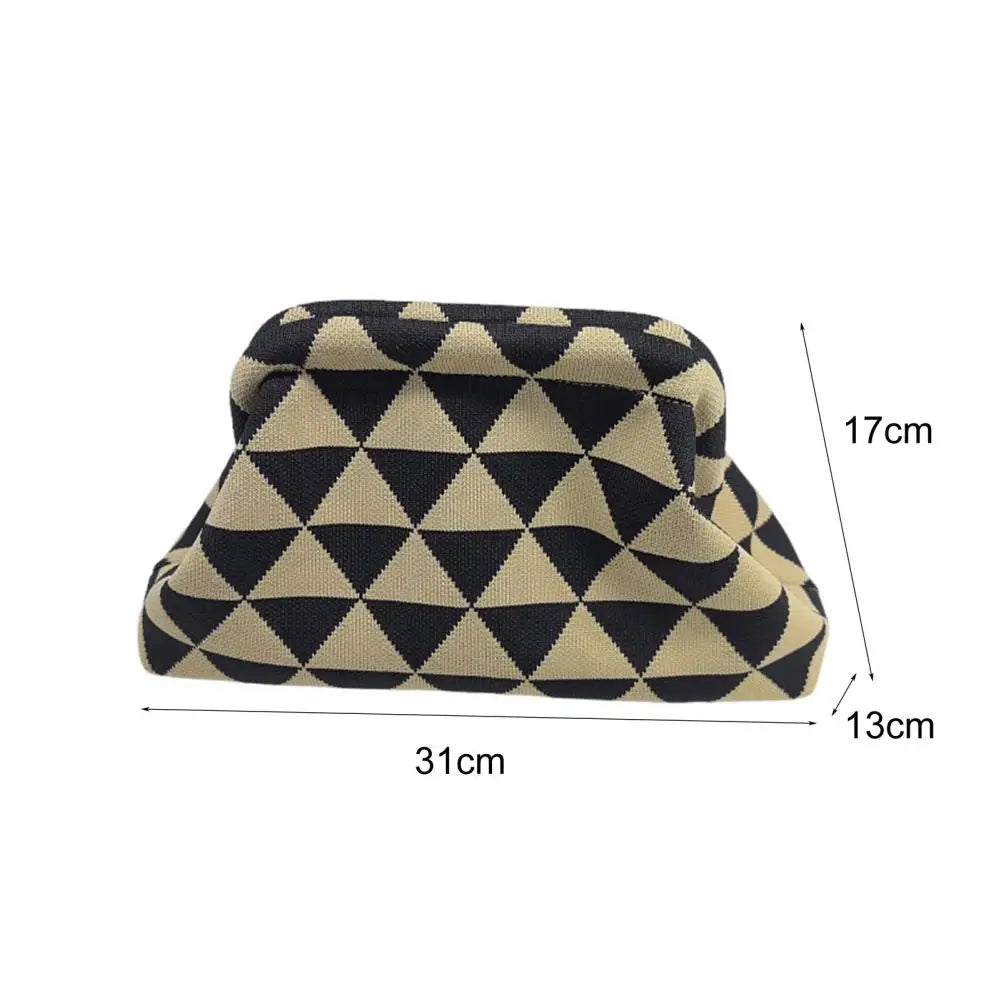 Women Clutch Bag Striped Print Dumpling Clutch Knitted Purse Summer Beach Bag Travel Dating Handbag Cloud Shape Coin Purse