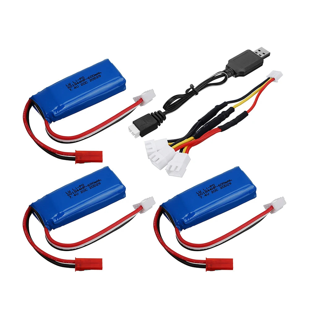 7.4V 600mAh Lipo Battery Charger for WLtoys K969 K979 K989 RC Car for XK A280 A160 A300 RC Aircraft Spare Parts 2s 7.4v Battery