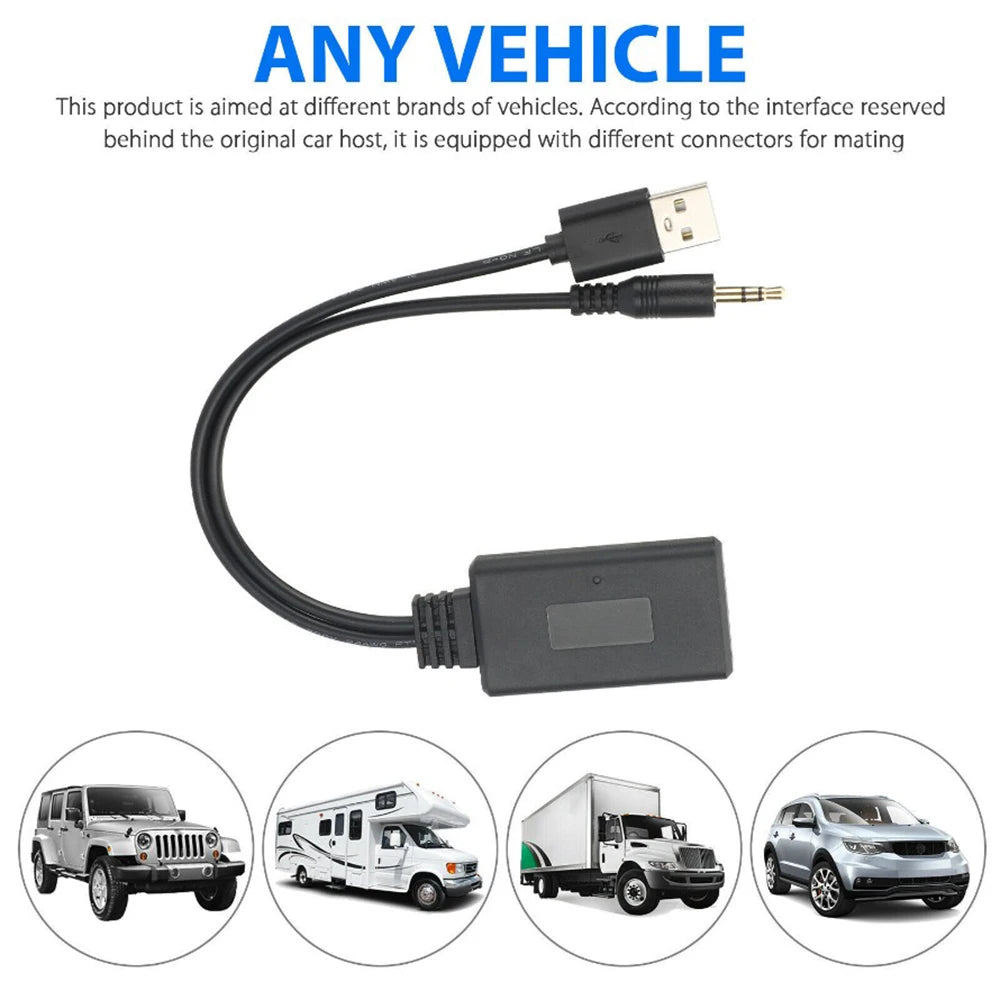 Universal Car Wireless Bluetooth Compatible Receiver USB 3.5Mm Auxiliary Media Bluetooth 5.0 Music Player Audio Cable Adapter