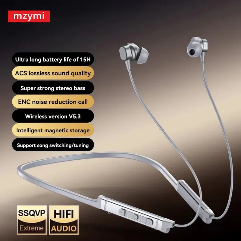 MZYMI BS09 Neckband Bluetooth5.3 Headset Hifi Sound Sport Earbuds In Ear Headphones TWS Wireless Earphones Waterproof For XIAOMI