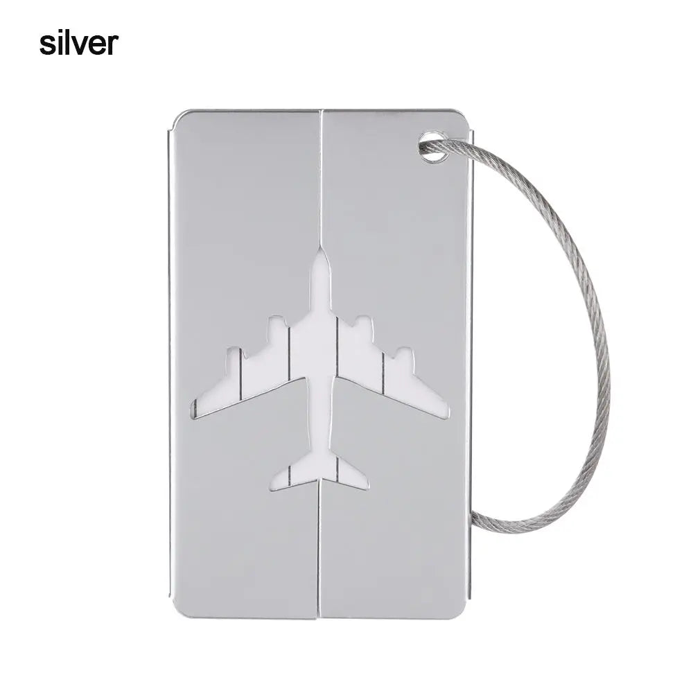 Aluminium Travel Luggage Tags Reusable Suitcase Baggage Labels Holiday Suitcase Labels Travel Bag ID Plane Identifier With Ropes