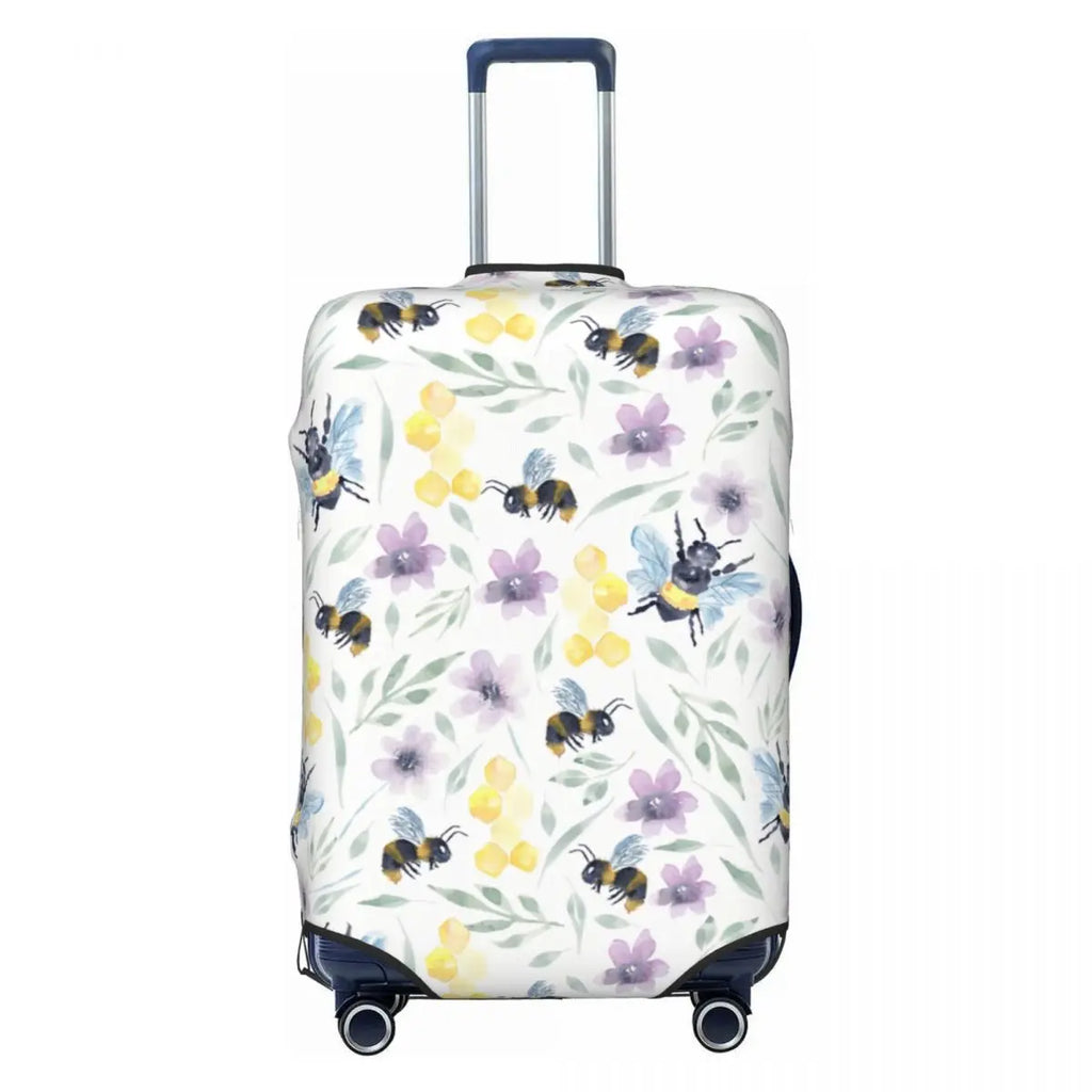 Honeycomb With Bees Suitcase Cover Elastic Cute Honey Bumblebee Luggage Protective Covers for 18-32 inch