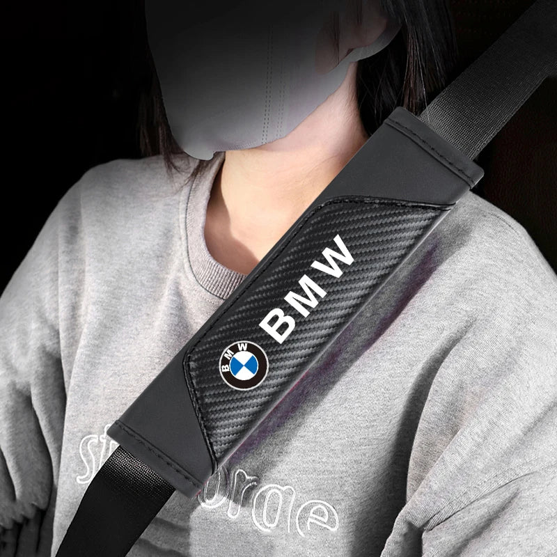 2Pcs Car Leather Seat Belt Shoulder Cushion Protective Cover Auto Tissue Box For BMW X1 X2 X3 X5 X4 X6 X7 iX3 F20 F10 F07 E
