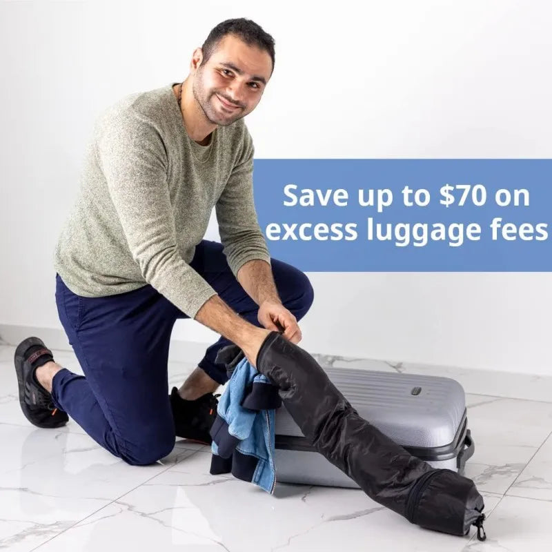 Travel Neck Pillow That You Stuff with Clothes - Avoid Excess Luggage fees. Doubles as a Carry-On and Extra Luggage