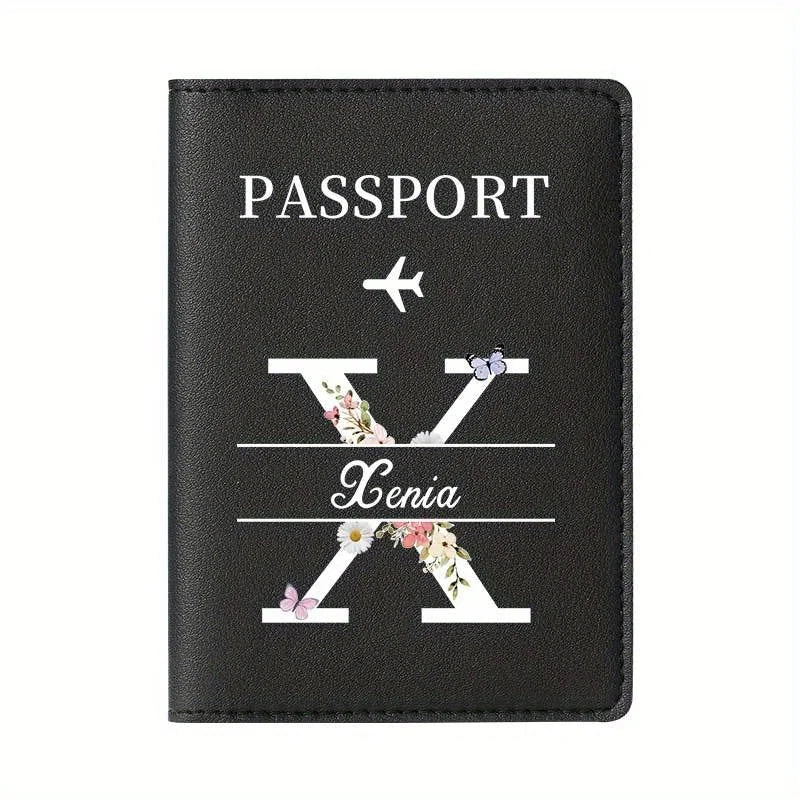 Personalized Custom Black Passport Holder with Custom Name - 26 Letters and Surname. Fashionable Foldable Travel Accessory