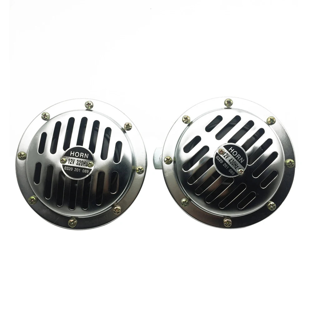 2PCS Universal Waterproof 12V Hi Low Tone Motorcycle Car Electric Super Horn Electric Disc Speaker Car Reversing Horn