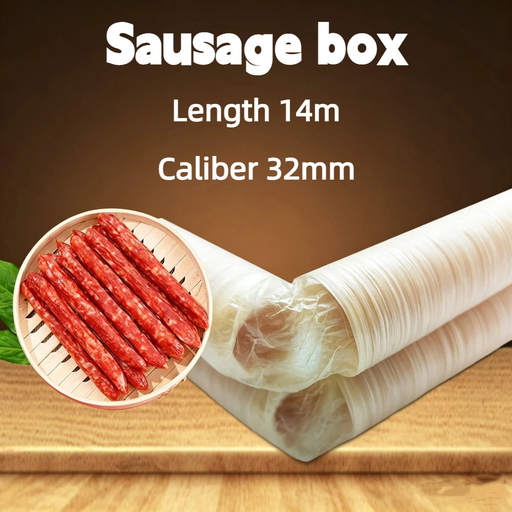 14 Meter Sausage Box, Caliber 32mm, Used for Making Hot Dogs, Sausages, Barbecue, Kitchen Meat, Poultry Tools, Sausage Casings
