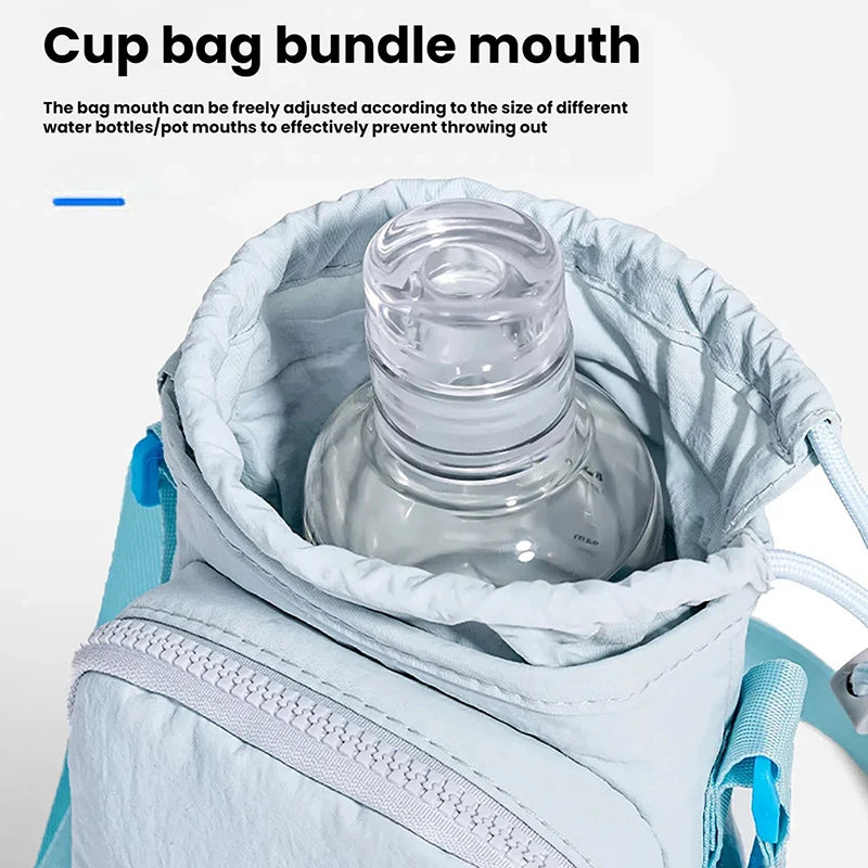 Small Water Bottle Carrier Bag with Adjustable Shoulder Strap Convenient Outdoors Water Bottle Pouch with Phone Pocket