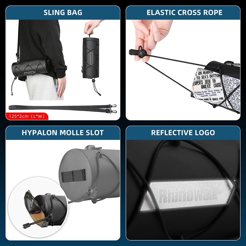 Rhinowalk Motorcycle Side Bag 100%Waterproof Motor Crash Bar Bag 1.9L Portable Motorbike Saddlebag Repair Tool Placement Bag