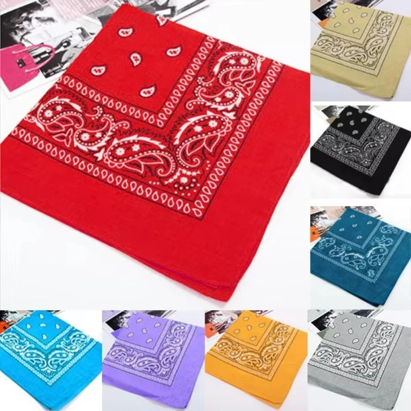 1/2PCS Fashion Hip Hop 100% Cotton Bandana Square Scarf 55cm*55cm Black Red Paisley Headband Printed For Women/Men/Boys/Girls