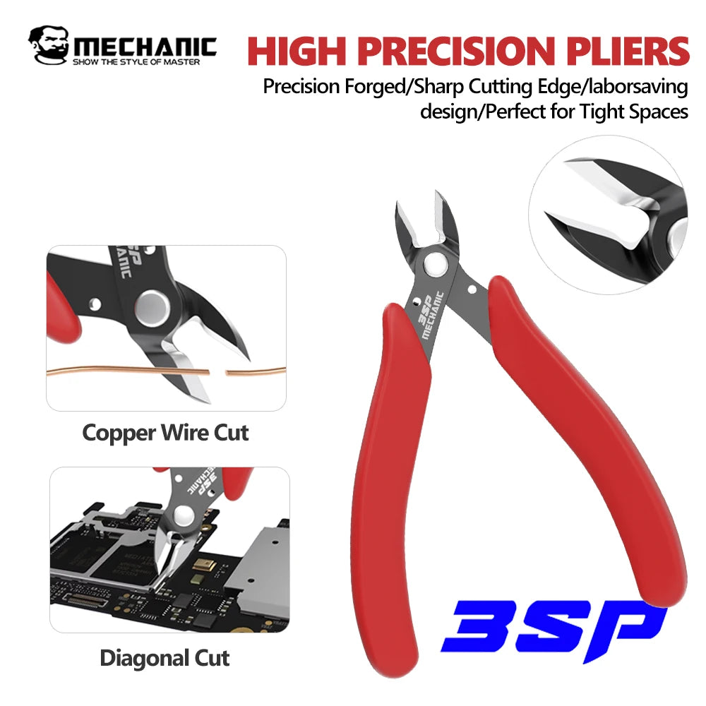 MECHANIC 3SP Precision Cutting Pliers - High-Hardness Diagonal Cutter for Phone Repair, Copper Wire & Plastic Shield Shearing