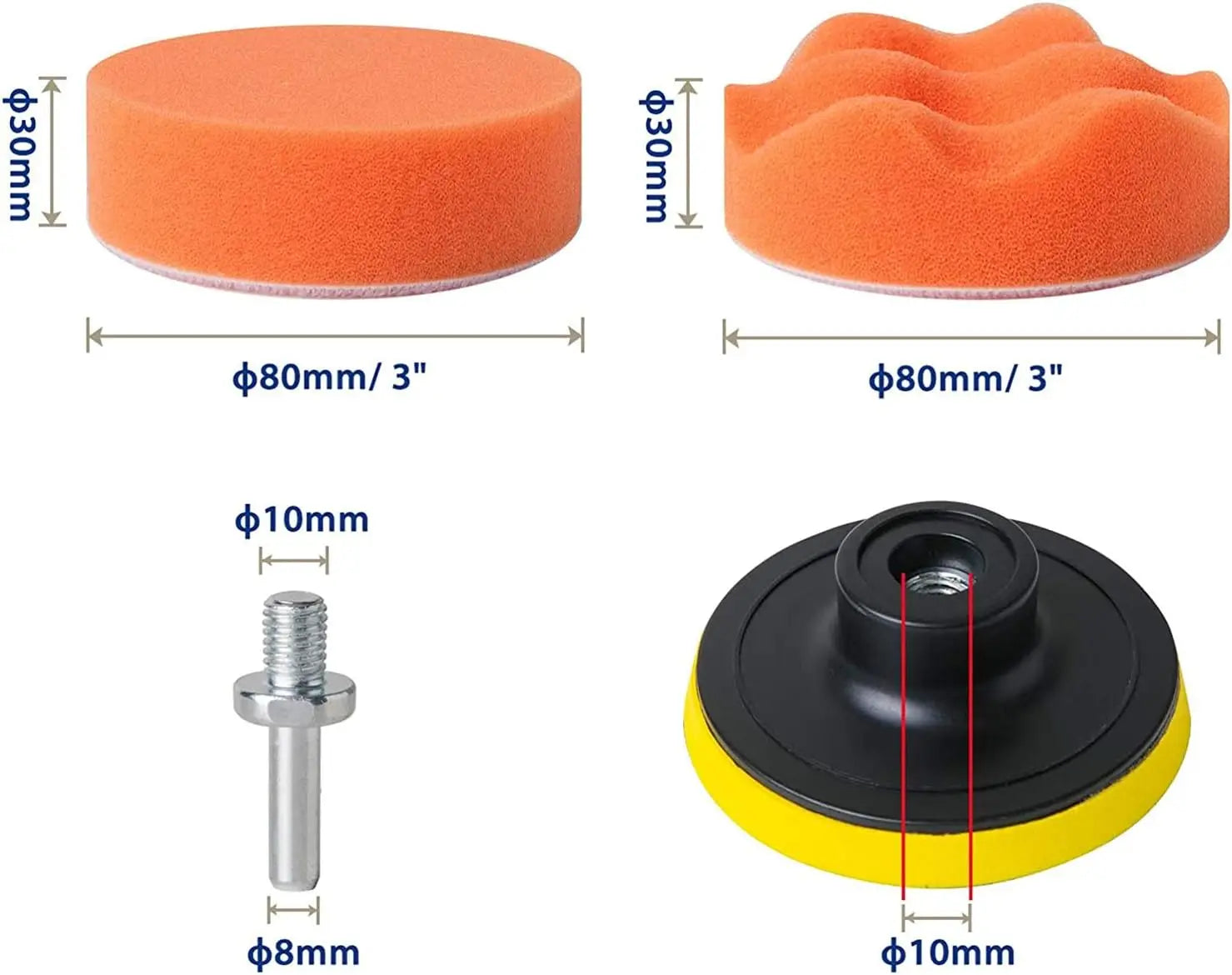 24 Pcs 3 Inch Sponge Polishing Pad Kit Cushion for Detailing Car Polishing Beauty and Waxing Cleaning Drill Polishing Kit