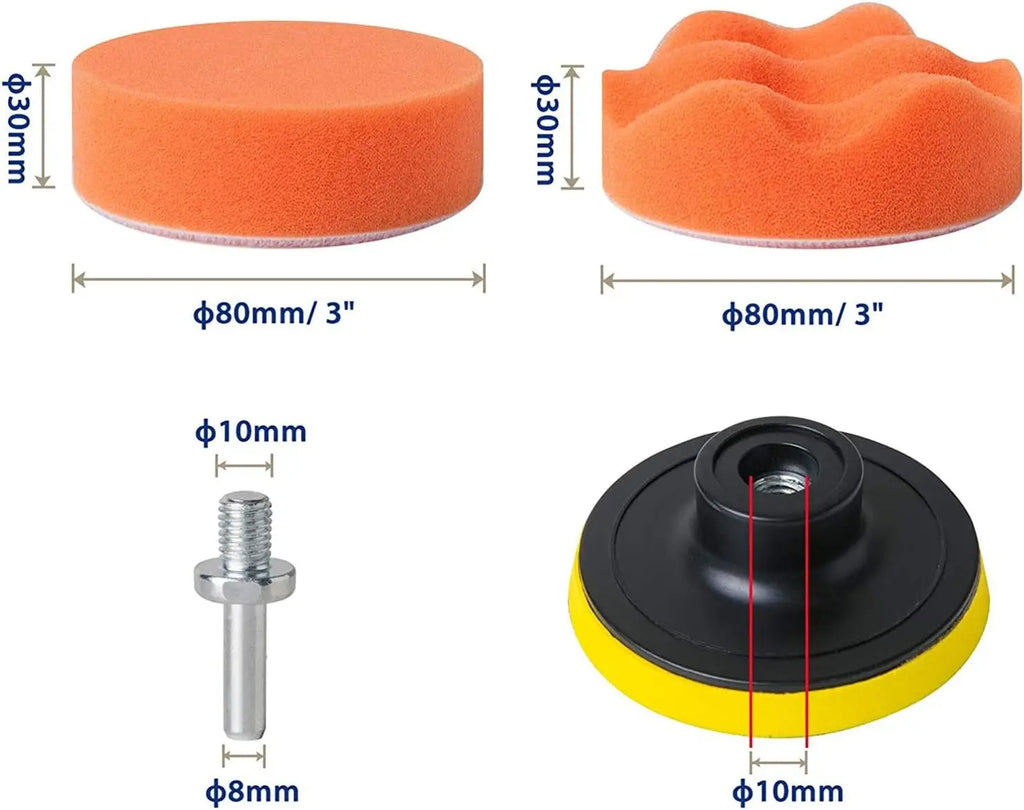24 Pcs 3 Inch Sponge Polishing Pad Kit Cushion for Detailing Car Polishing Beauty and Waxing Cleaning Drill Polishing Kit