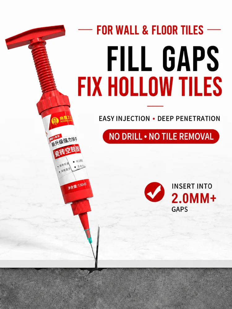 Tile Repair Injection Adhesive for Loose & Hollow Tiles, No Drill Tile Repair Glue, Fast Fix for Ceramic Floor Tiles
