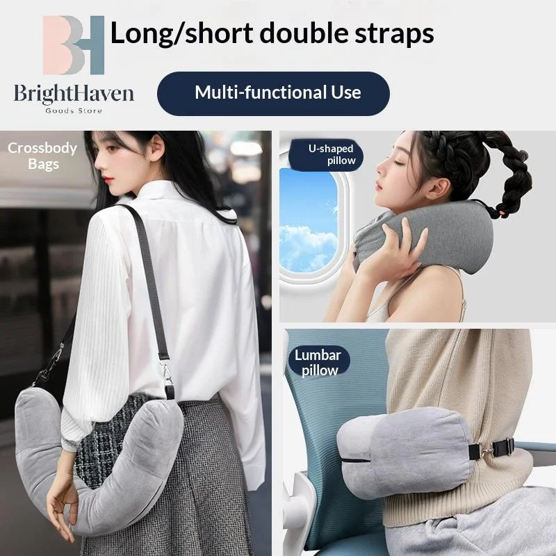 Travel Neck Pillow With Fillable Clothing Storage Bag U-Shaped Pillowcase Crystal Fleece Neck Pillow Cover For Airplane Travel