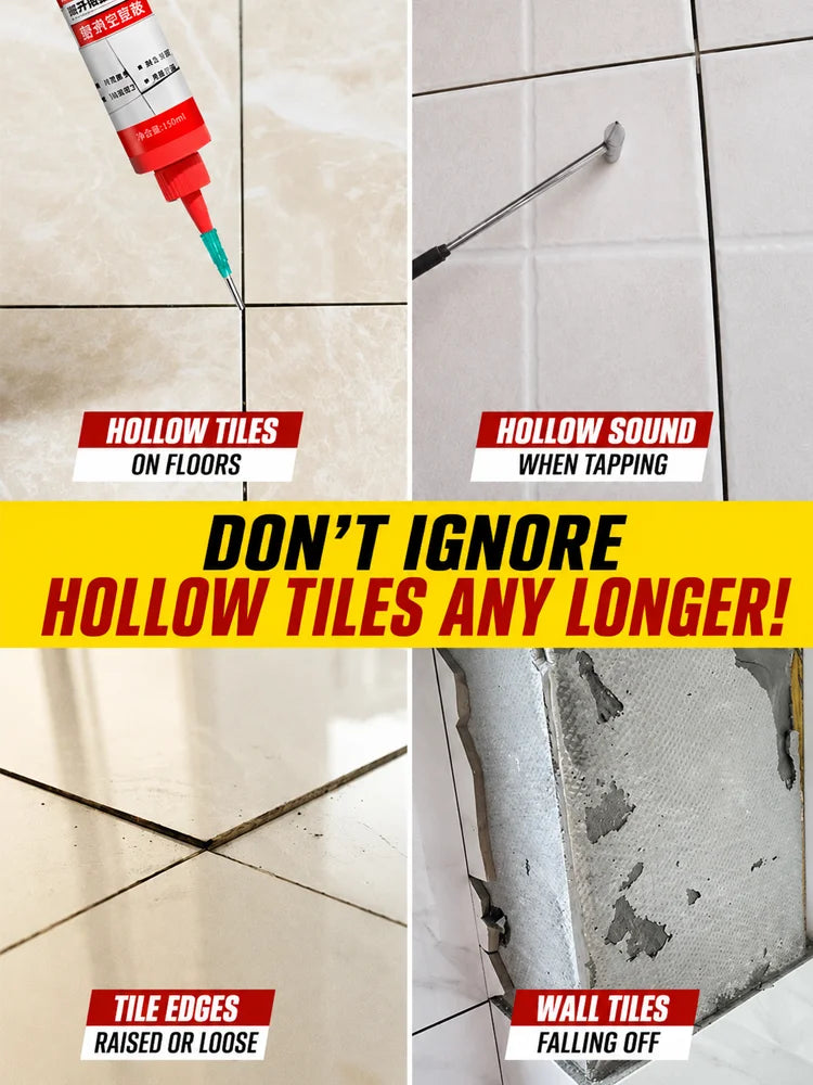 Tile Repair Injection Adhesive for Loose & Hollow Tiles, No Drill Tile Repair Glue, Fast Fix for Ceramic Floor Tiles