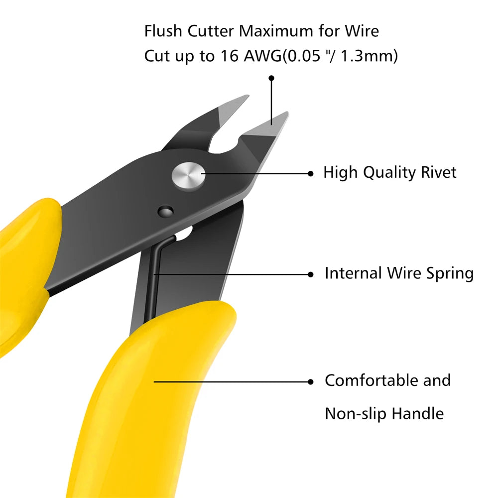 170 Wire Cutter DIY Trimmer Diagonal Side Cutting Cable Nippers Yellow Pliers Hand Mini Snips Flush Nipper Trimmer Hand Tools