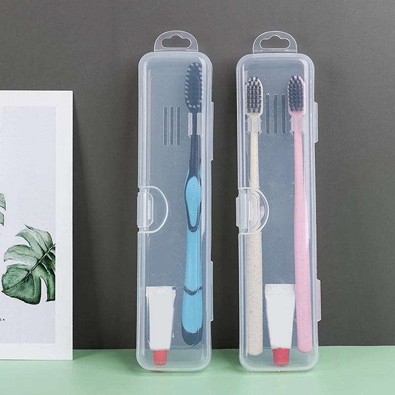 Portable Transparent Plastic Toothbrush Holder Travel Toothpaste Storage Box Bathroom Organizer Case