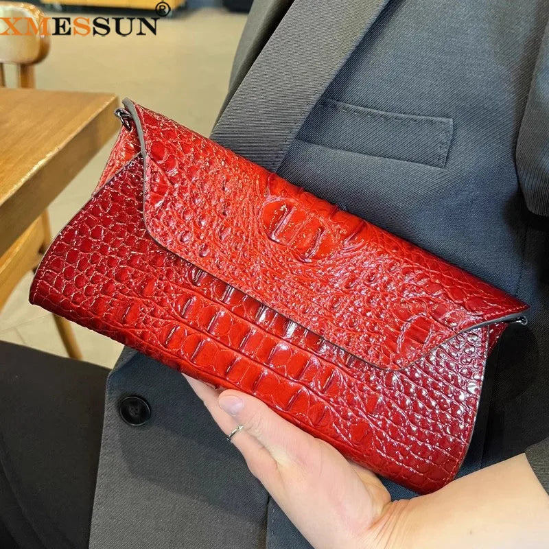 XMESSUN New Crocodile Pattern Clutch Bags for Women Trendy Pouch Envelope Bag Female Travel Phone Purses and Shoulder Bags