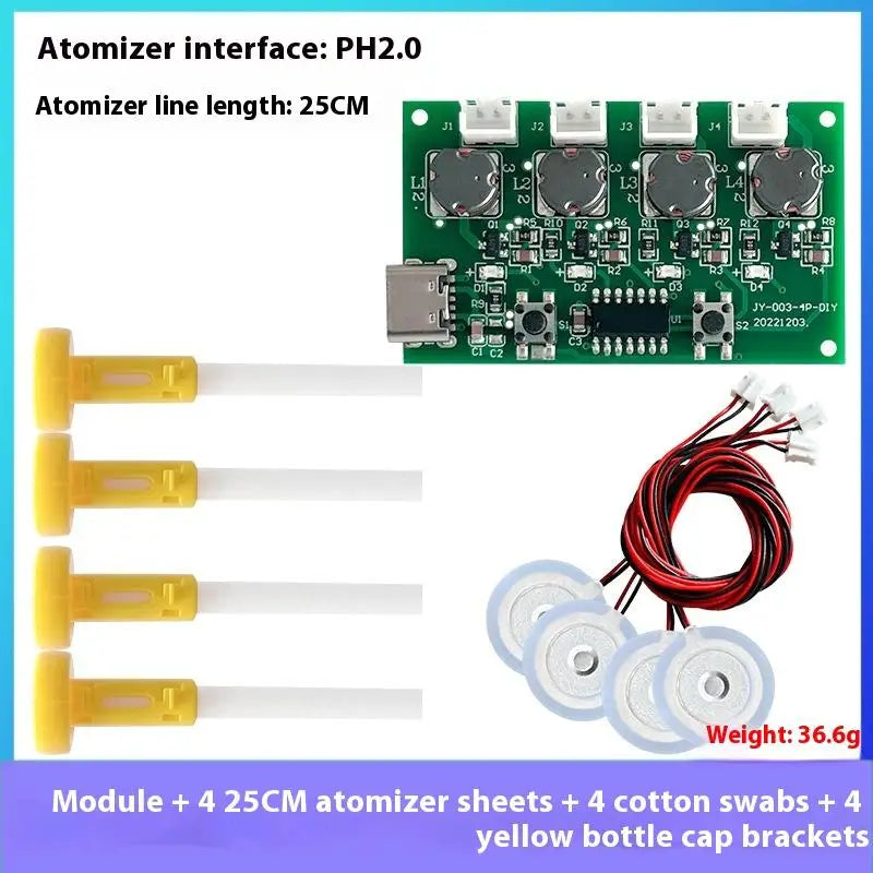 New【1Set Four Spray Humidifier TypeC USB Mini Humidifier DIY Kits Mist Maker And Driver Circuit Board Atomizer Sheet With Stand】