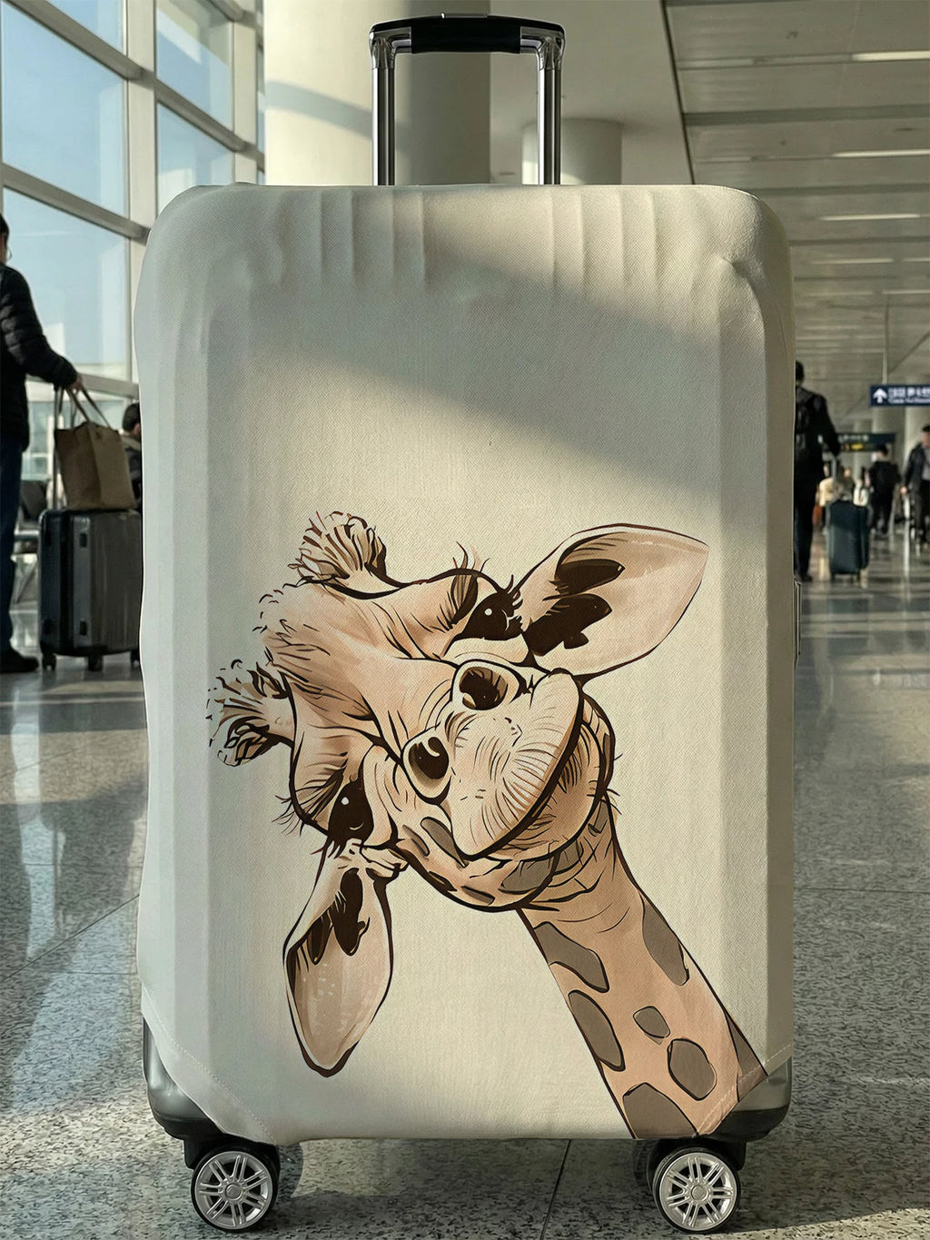 Cartoon Tilted Giraffe Print Luggage Cover, Suitable for 18-32 Inch Luggage Cover, Suitcase Protector, Travel Accessories