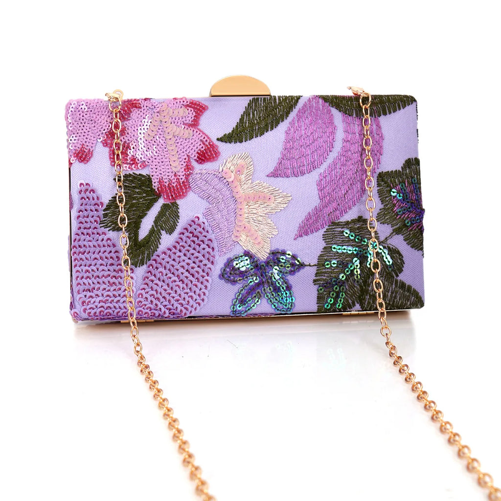 Embroidery Dinner Bag Ladies Elegant Fashion Versatile Clutch Bag Wedding Ball Party Small Square Bag [Random Pattern]
