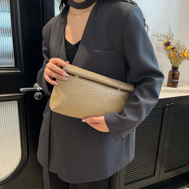 Elegant Multifunctional Women Clutch Bag Large Capacity Woven Pattern Evening Phone Pocket Coin Purse Luxury Long Wallet