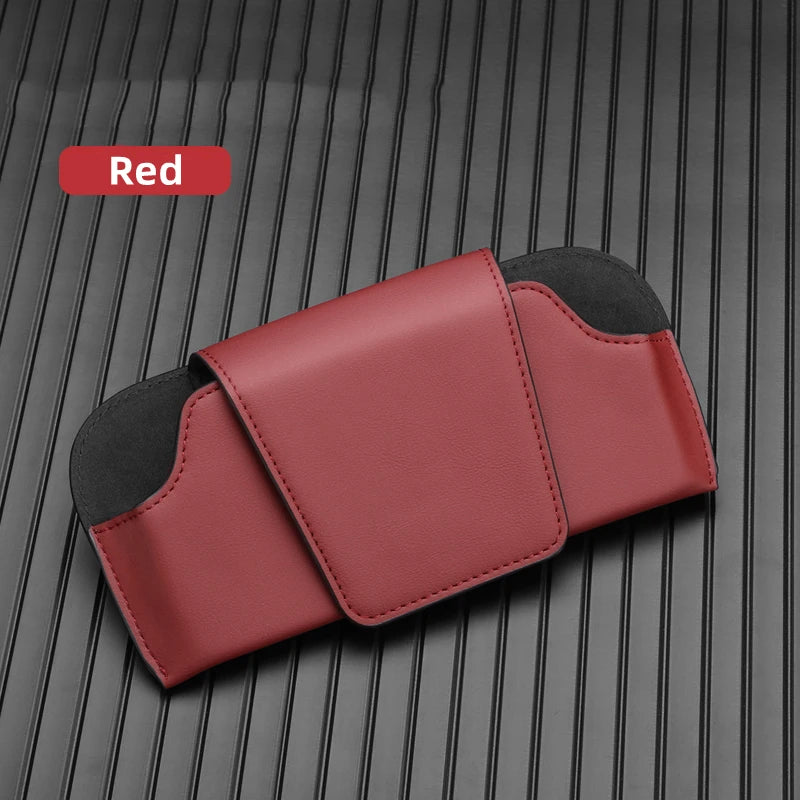 Car Glasses Case Auto Sun Visor Leather Glasses Holder Sunglasses Clip Card Ticket Holder Multi-Function Car Interior Storage