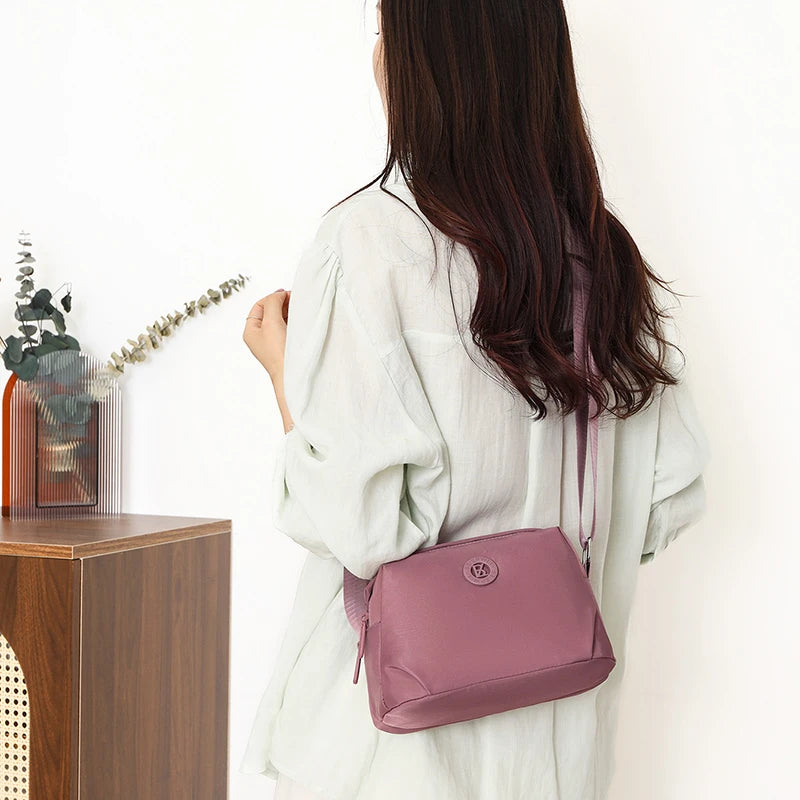 Ladies Nylon Crossbody Bag Wear Resistant Multi Layer Storage Adjustable Strap for Shopping Walking Errands Outdoor Daily Carry