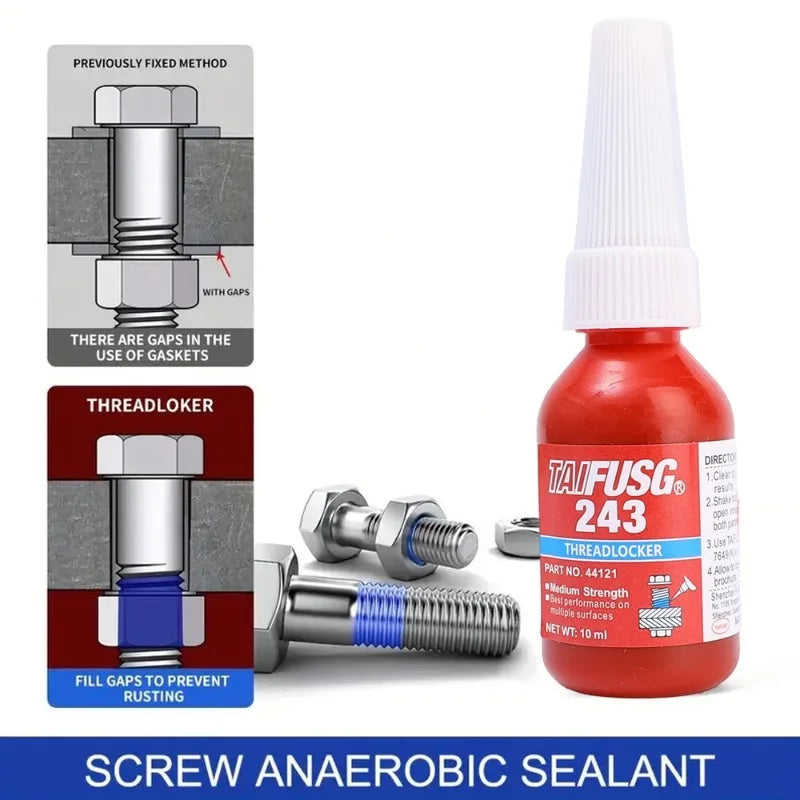 Anaerobic Threadlocker Glue High Strength Anti Loose Fast Curing Screw Locking Agent Sealant for Metal Plastic Bolts Nuts Fixing