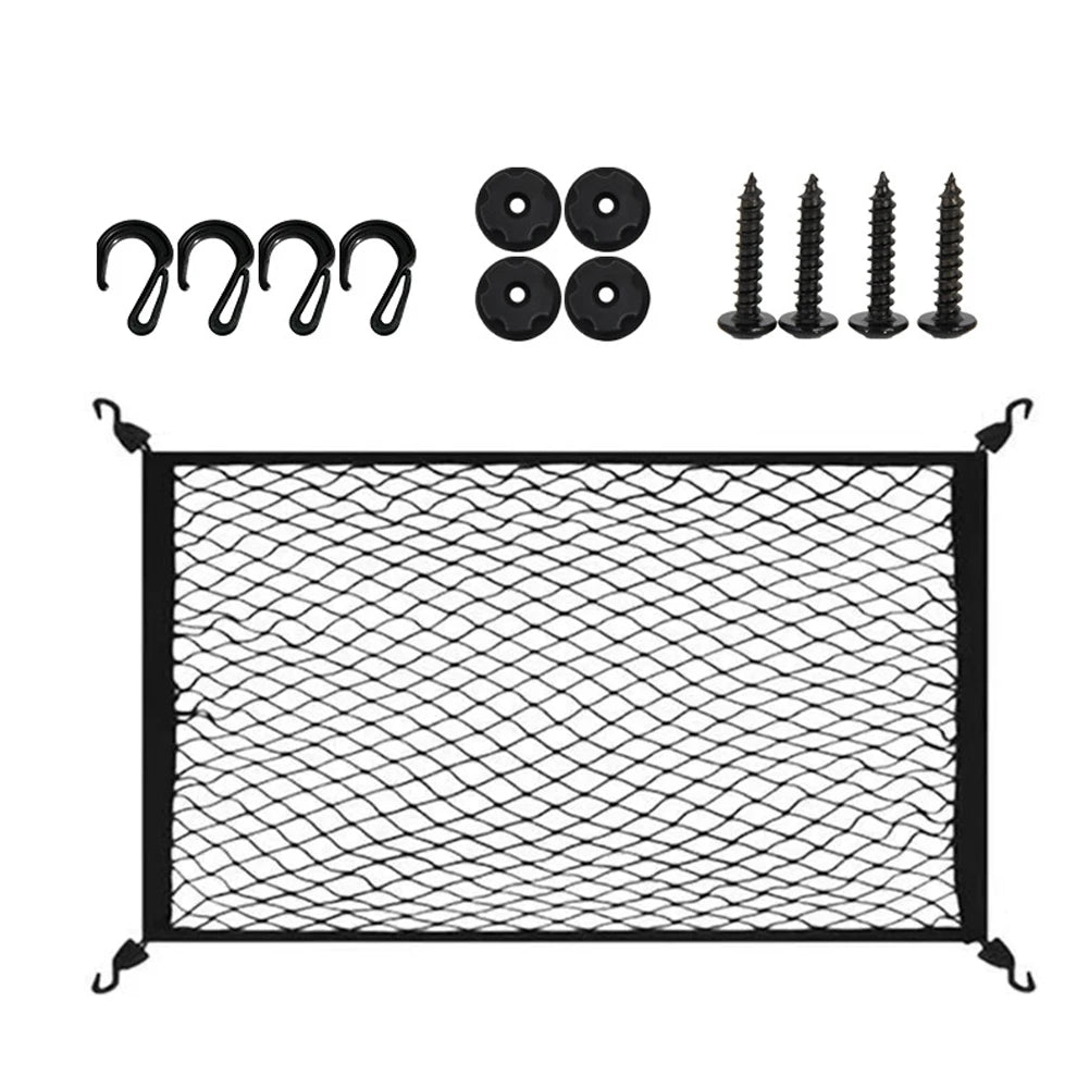 60x40cm Elastic Luggage Storage Net With 4 Hooks, Fits Most Car SUV RV Trunks For Secure Transport For Travel And Daily Use