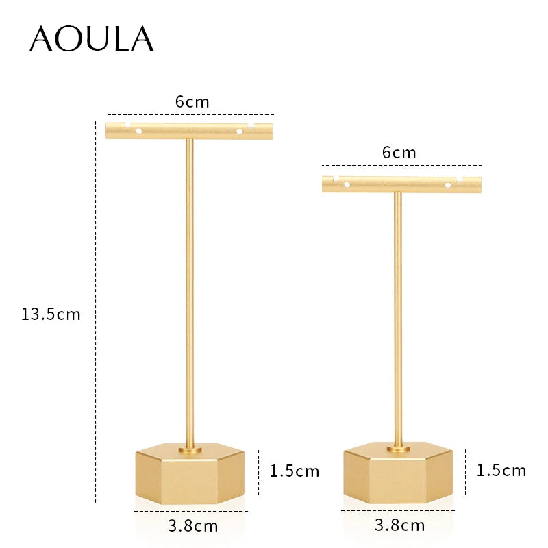 Luxury Dangle Earrings Display Metal Rack T Bar Stand Ring Jewelry Hanger Organizer Ear Studs Storage Holder Shelf Store Selling