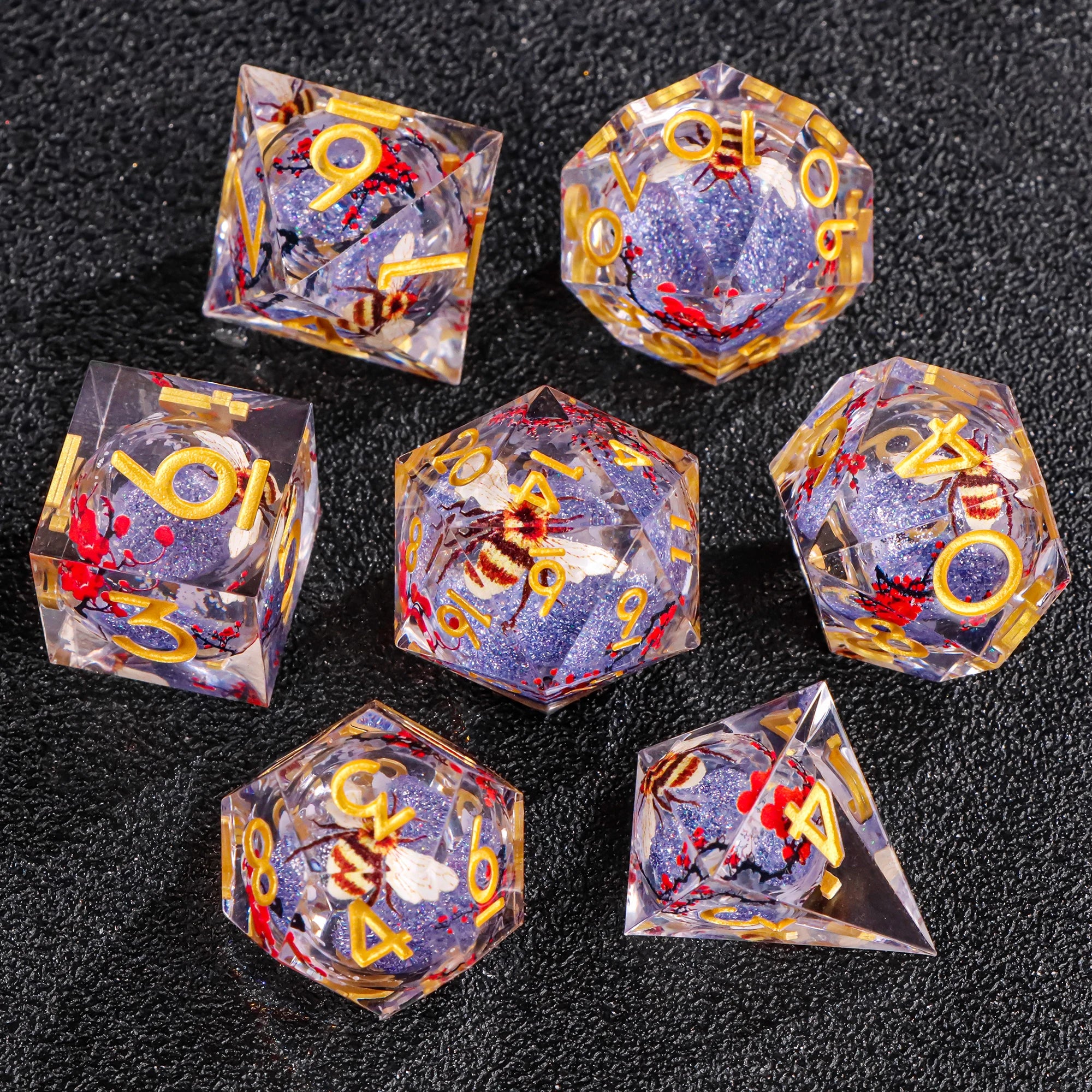 Blue Resin D&D Dice Set 7pcs Polyhedral Dice for Dungeons and Dragons, RPG Dice Role Playing Games D4, D6, D8, D10, D12, D20