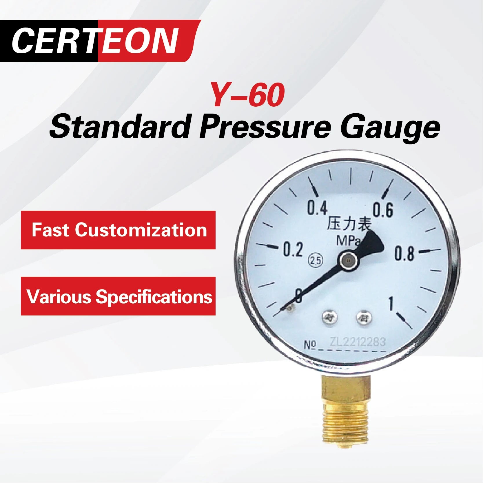 Y-60 Pressure Gauge Manometer Mechanical Dial Analog Bourdon Tube Industrial Hydraulic Water Pressure Meter