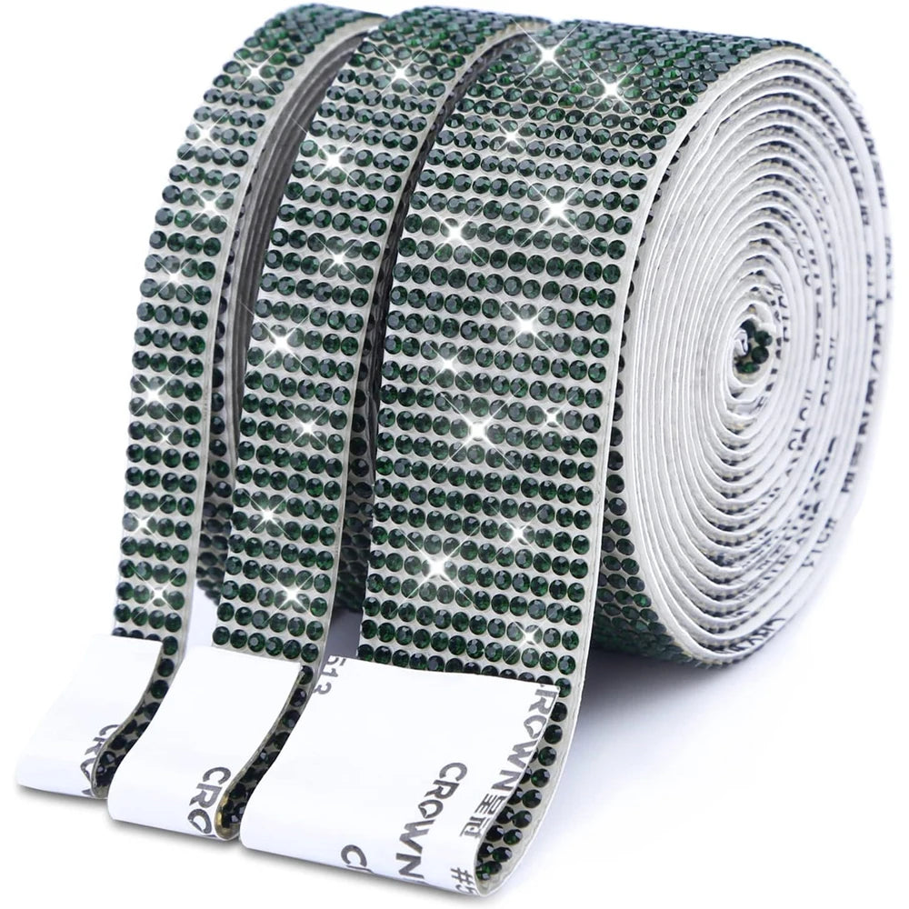 1/5/10Yards Self Adhesive Rhinestone Ribbon Bling Crystal Diamond Ribbon Roll Wrap Glittering Rhinestones Sticker for Decoration