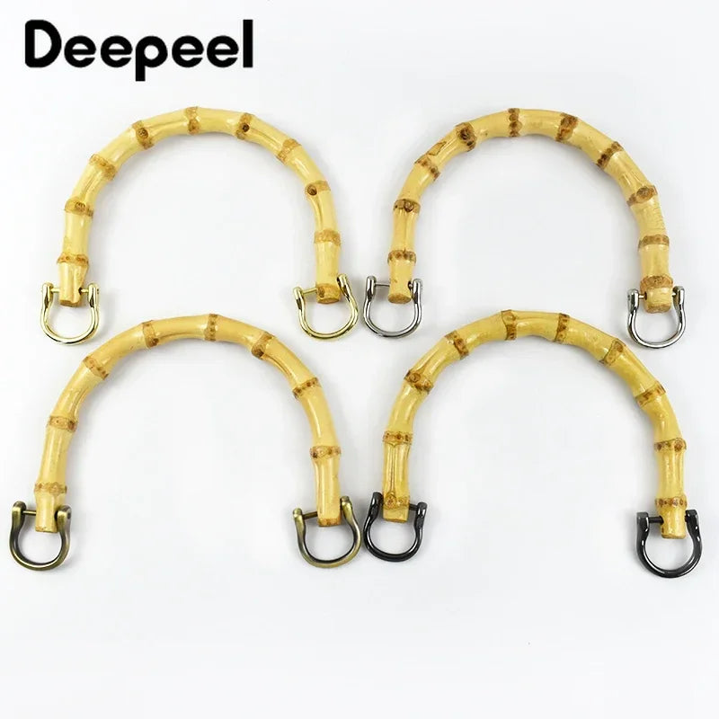 2/4Pcs Deepeel 12cm Natural Bamboo Bag Handles for Women Handbag Handle Purse Frame DIY Handmade Making Bags Replace Accessories