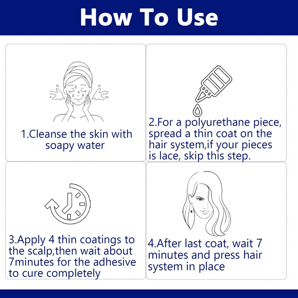 6 pc Wig Adhesive and Glue Remover Set,Invisible Waterproof air Replacement Bonding Glue+Solvent, Strong Hold for Lace Front Wig