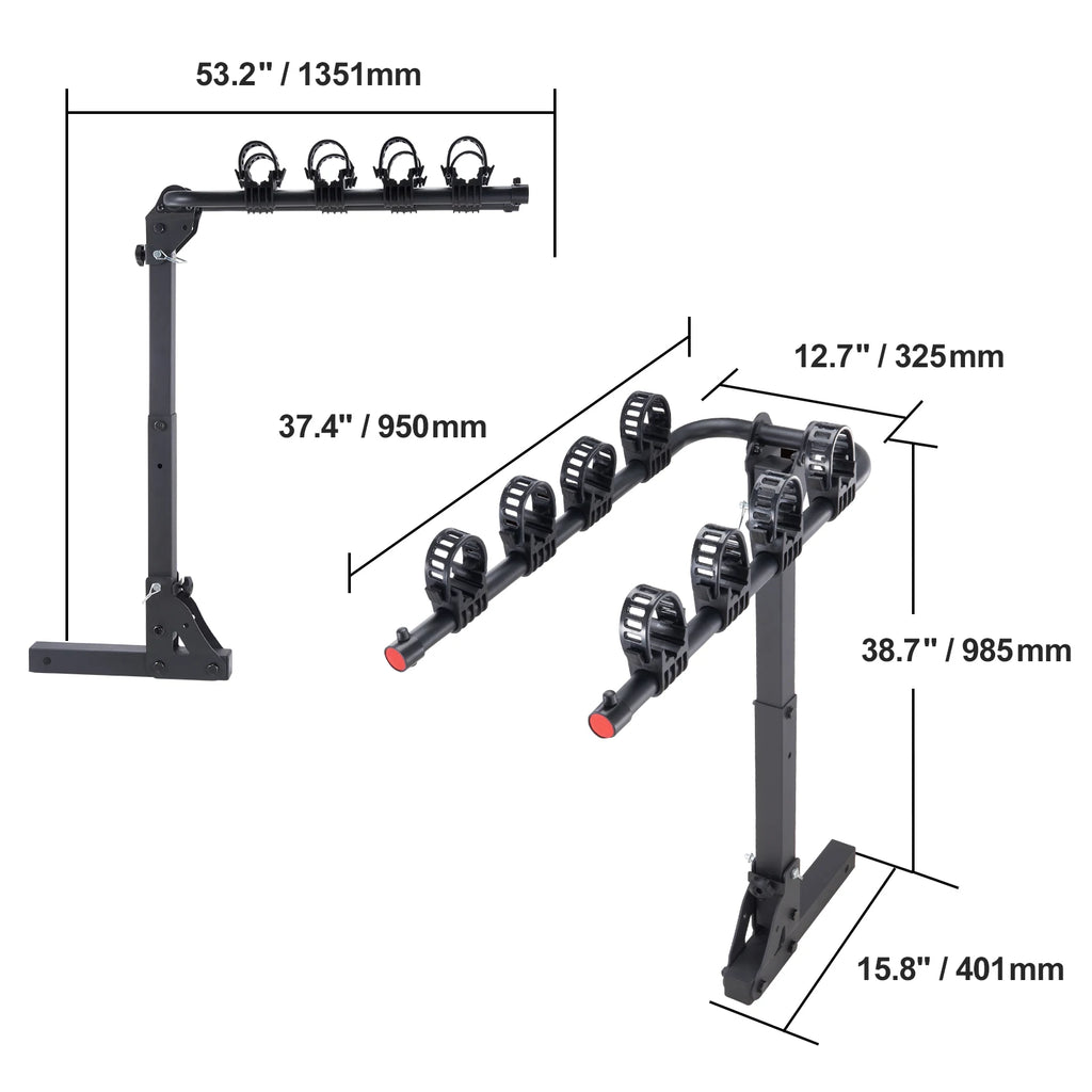 SucceBuy Hitch Mount Bike Rack, 2/4-Bike Platform Style 80/160/150 LBS Bike Rack Hitch Titling and Folding Bike Carrier for Car