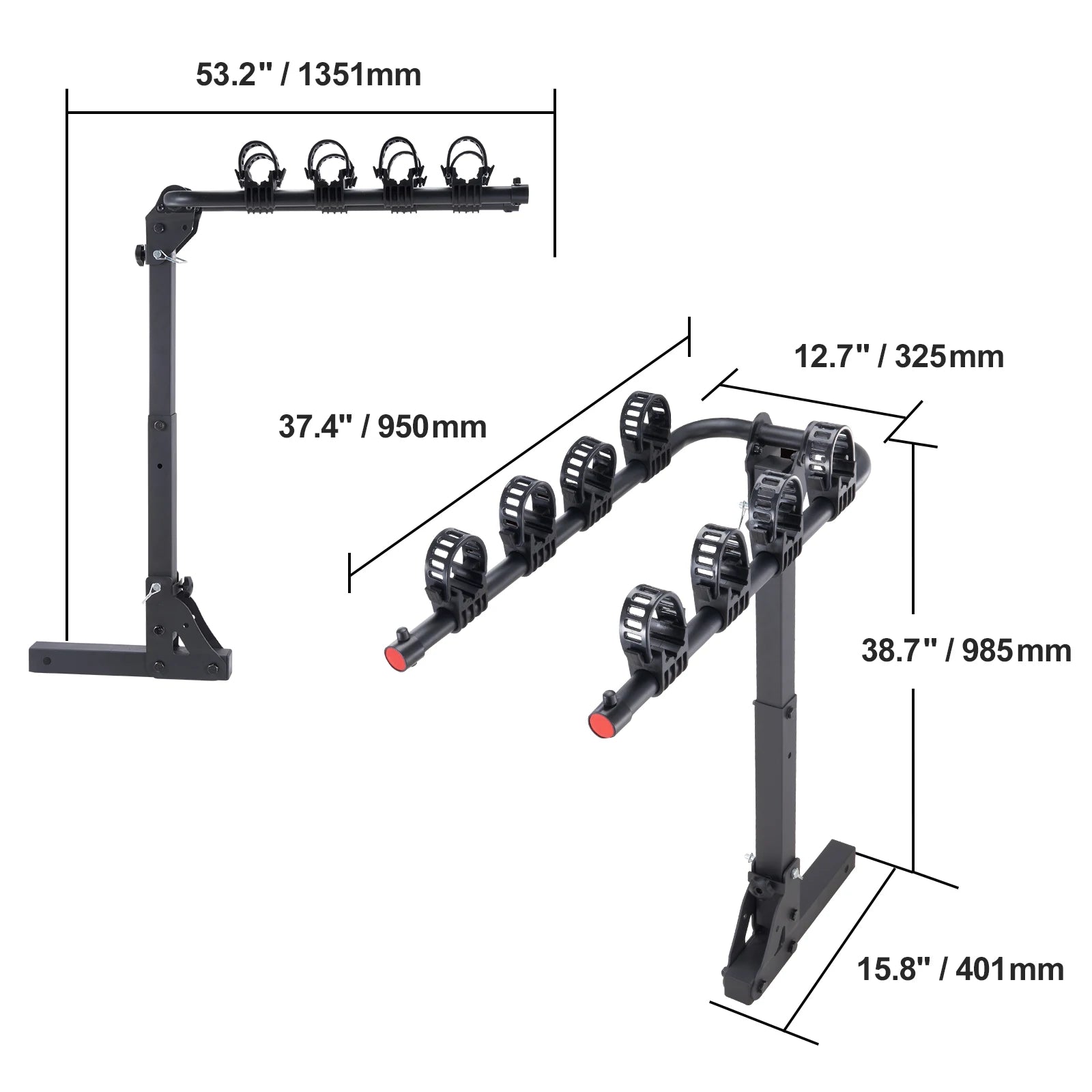 SucceBuy Hitch Mount Bike Rack, 2/4-Bike Platform Style 80/160/150 LBS Bike Rack Hitch Titling and Folding Bike Carrier for Car