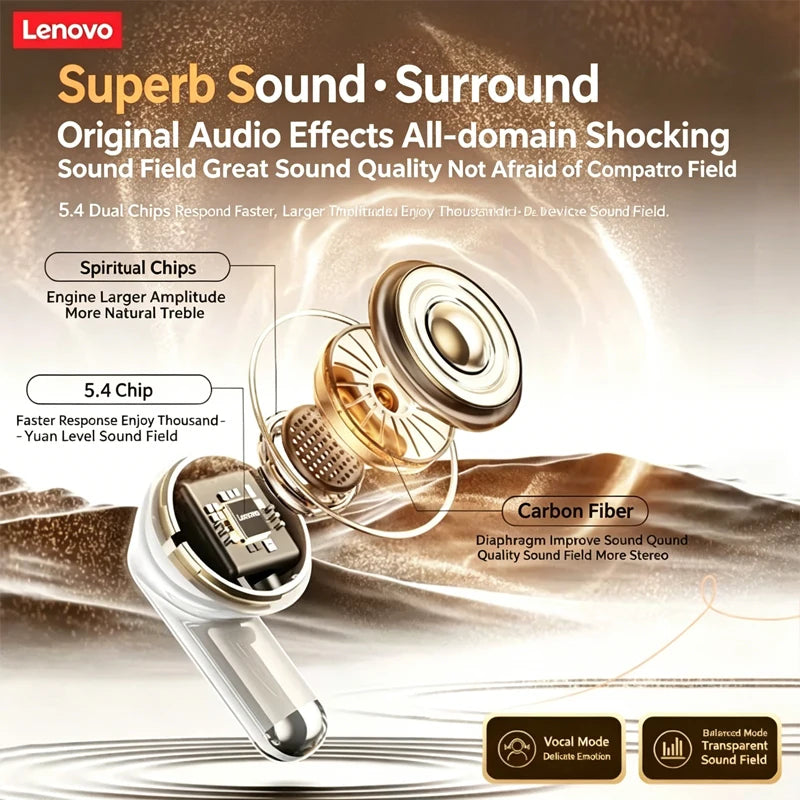 Lenovo TA210 Wireless Bluetooth 5.4 Headset Long Battery Life Sports Ear Clip Earphones HIFI Stereo Noise Cancelling Headphones