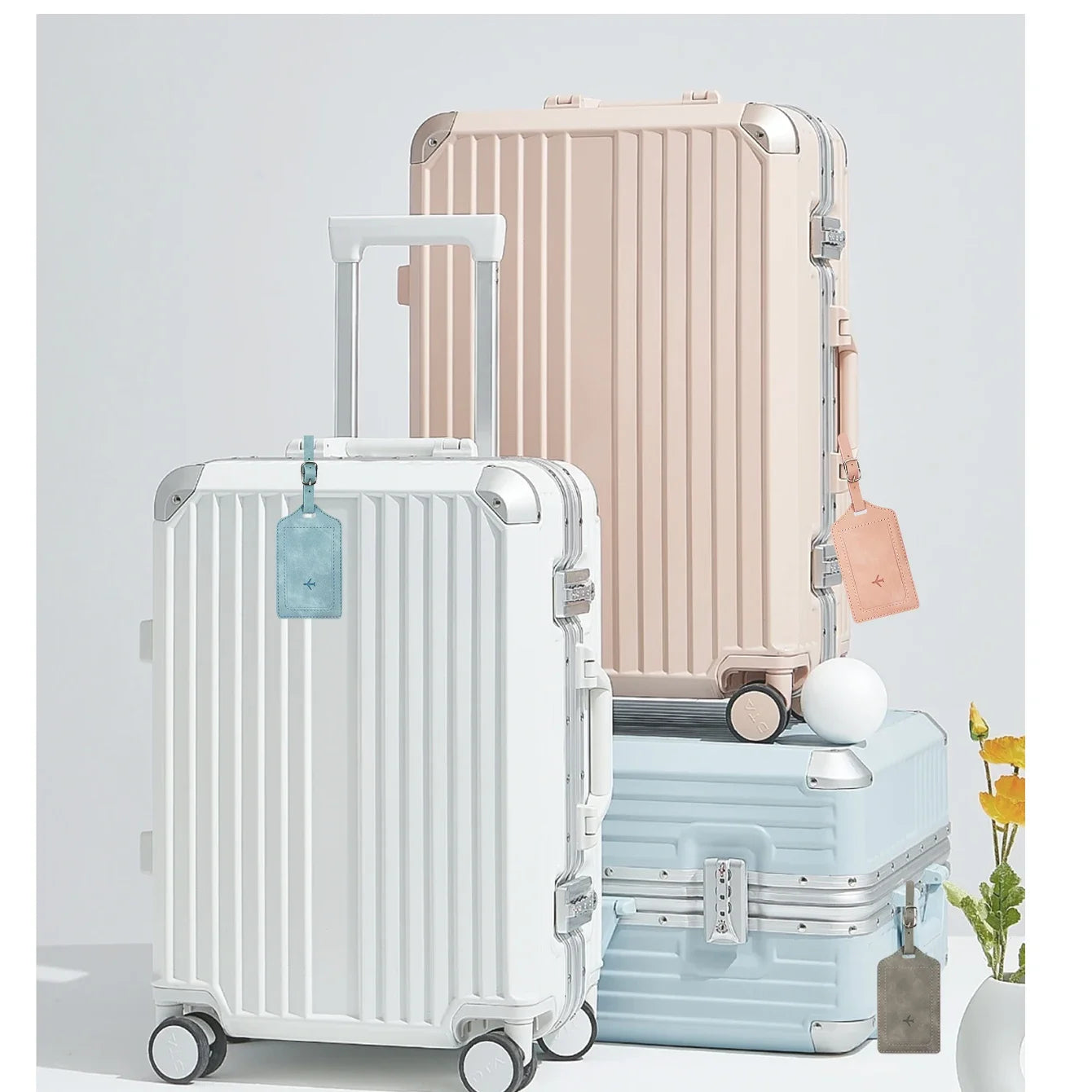 Travel Essentials: RFID-Blocking Passport Holder + Leather Luggage Tag Set