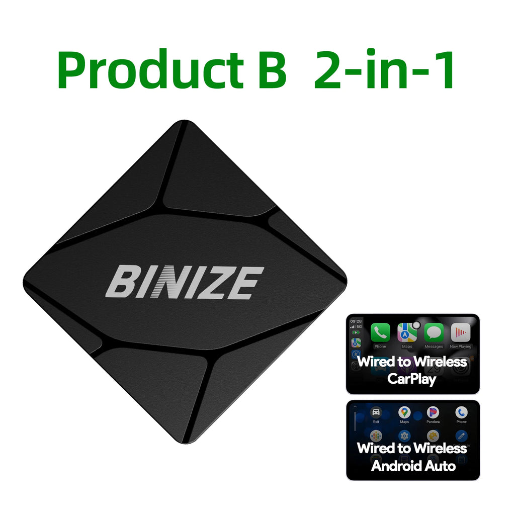 Binize 2-in-1 USB Wireless CarPlay Adapter For Factory Or OEM Cars Support Wired CarPlay ( Wired To Wirless Carplay Adapter)