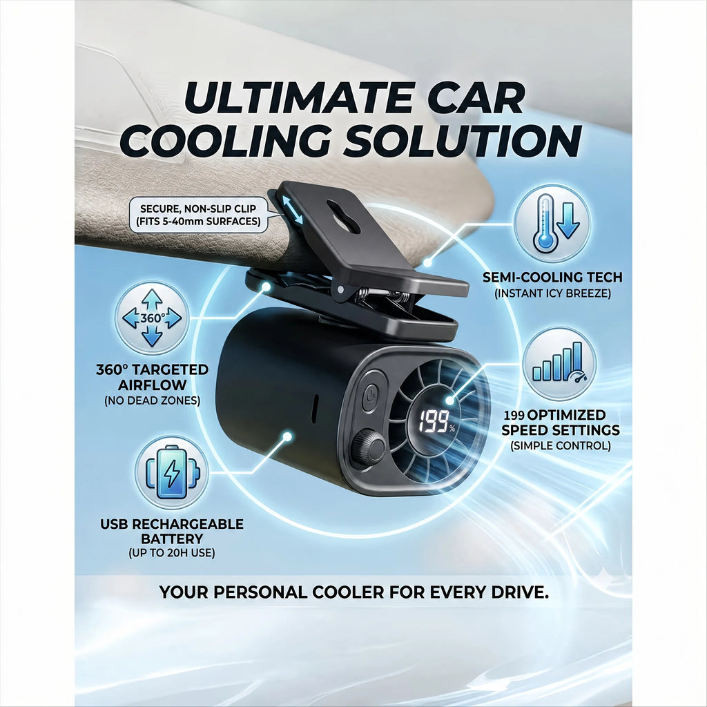 Clip-on fan (5 speed settings)+USB-C Mini Fan, ultra-compact portable handheld fan