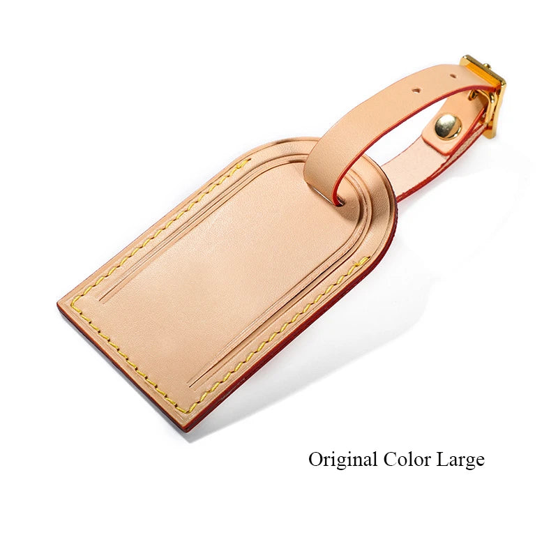 Free Monogrammed Vegetable Tanned Leather Luggage Tag Aircraft Cow Leather Boarding Travel Badge Tag Trolley Case Leather Badge