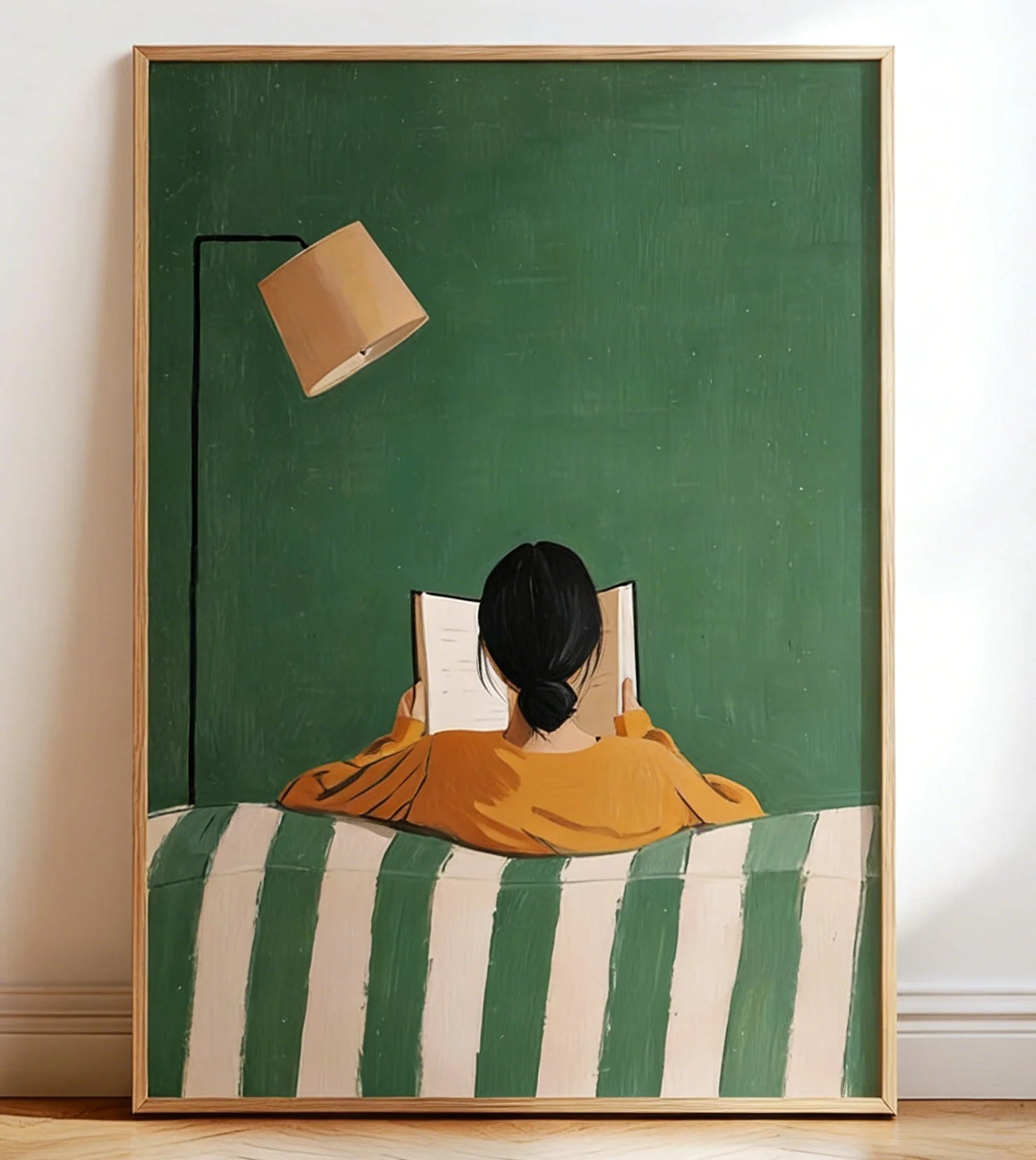 Reading Woman Art Print | Book Poster | Feminine Cozy Wall Art | Bold Orange Art Print | Abstract Contemporary Portrait Art