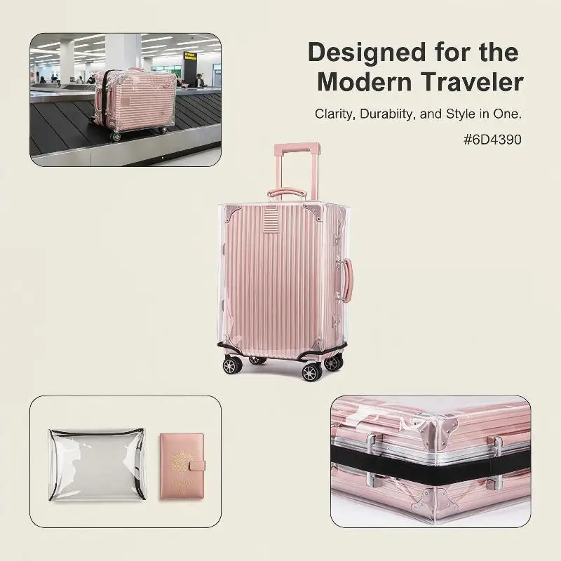 1Pc Transparent PVC Luggage Cover Protector - Universal Dustproof Scratch Resistant Suitcase Protector For 20-28in Travel Bags