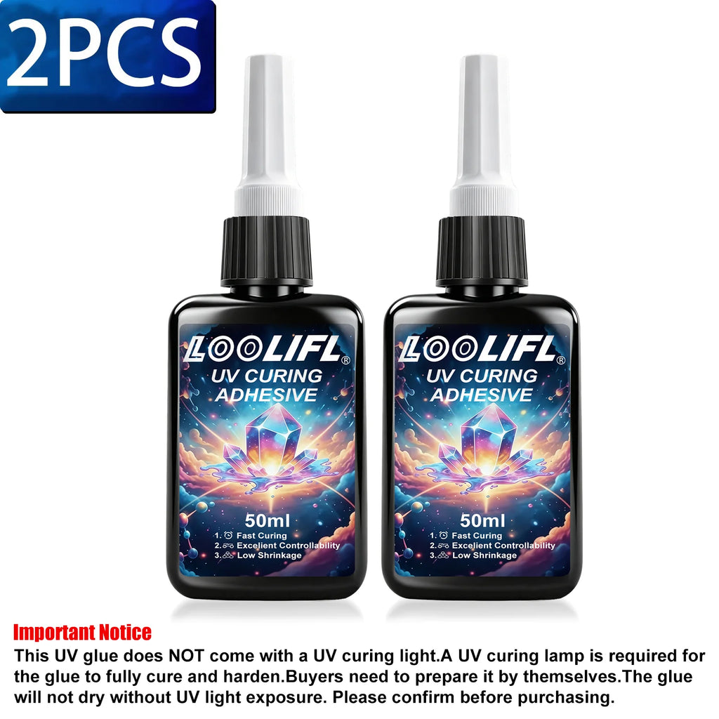 Uv Glue Super Transparent Invisible Adhesive, Craft Glue, Fast Drying, Strong Bonding, Uv Curing Glue, Waterproof, High Temperature Resistant, Suitable for DIY Crafts, Handmade Jewelry/Ornaments, Model Building, Glass, Acryli