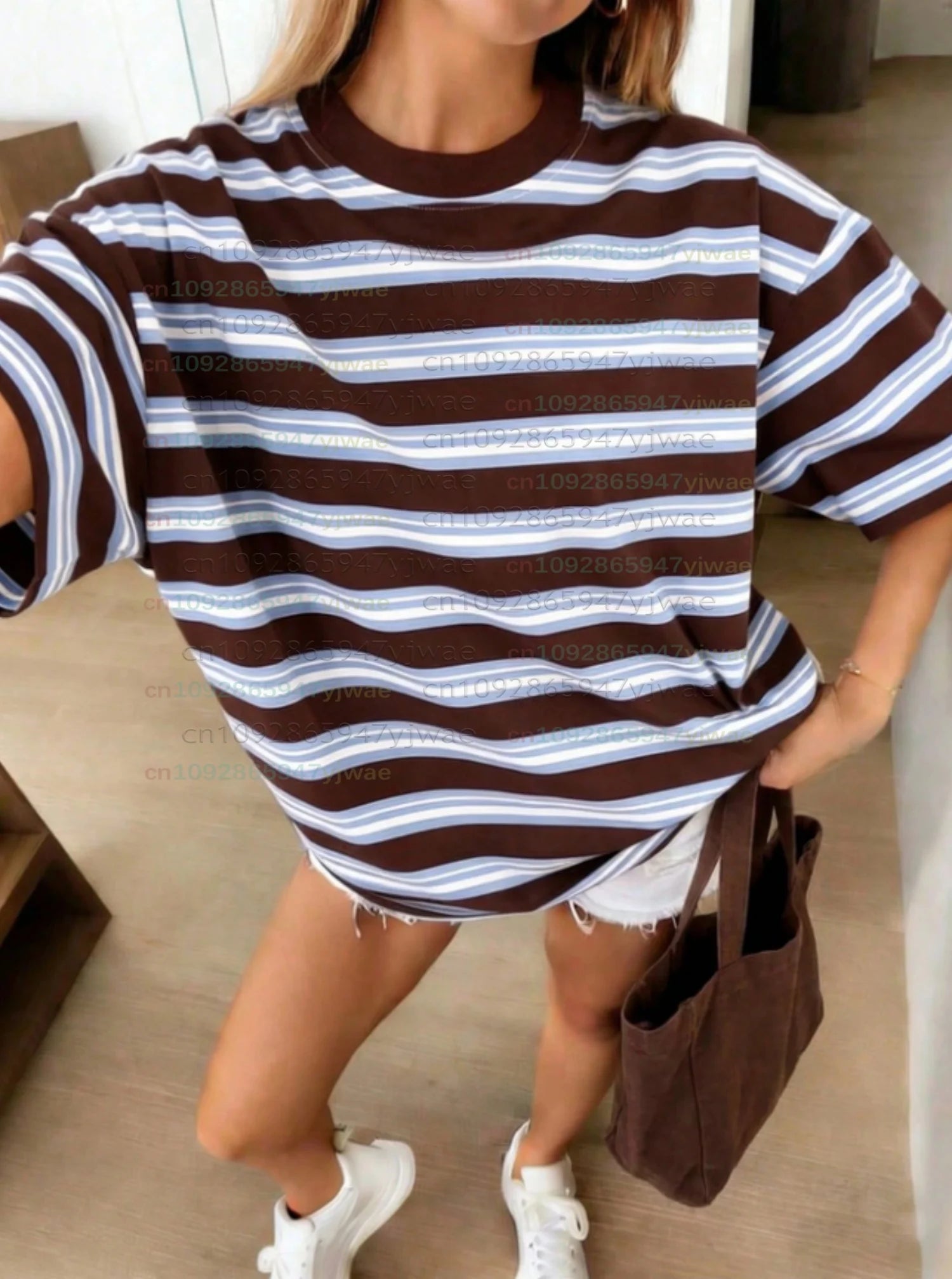 2026 Womens men plus size Short Sleeve stripe  Print T-Shirt Girl Round Neck Tee Outdoor Sports plus-size women's clothing