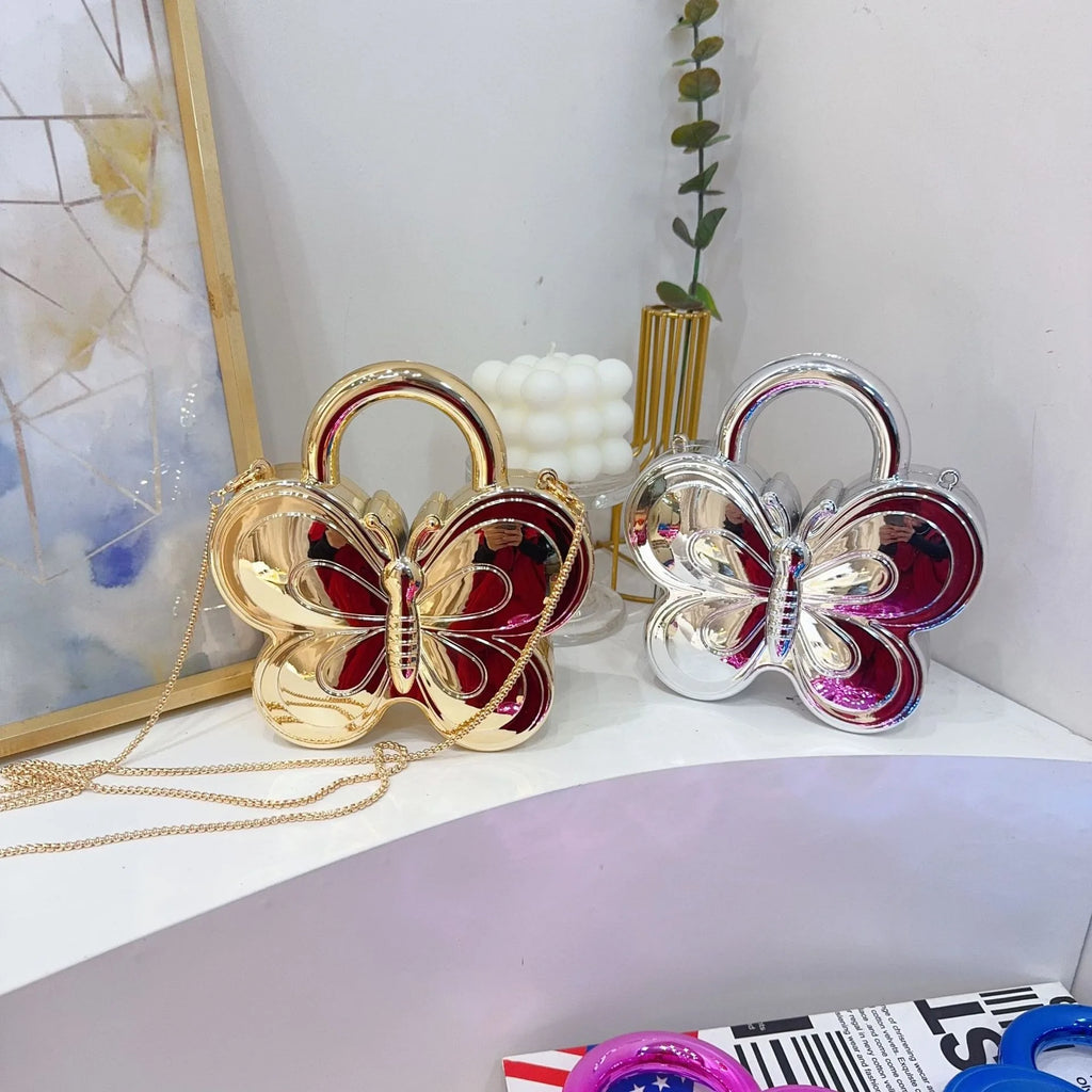 Golden Evening Bag Purses and Handbags Luxury Designer Shoulder Bags Funny Shape Party Wedding Round Acrylic Shiny Clutch Purse