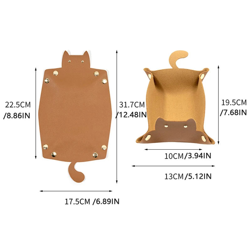 PU Leather Hexagonal Folding Hexagon Dice Tray Box Dice Game Cat-shape Tray for RPG DnD Game Dice Storage Table Board Games